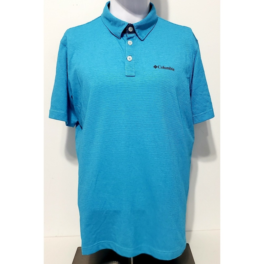 Columbia Omni-Wick Advanced Evaporation Short‎ Sleeve Polo Shirt Mens Blue Large